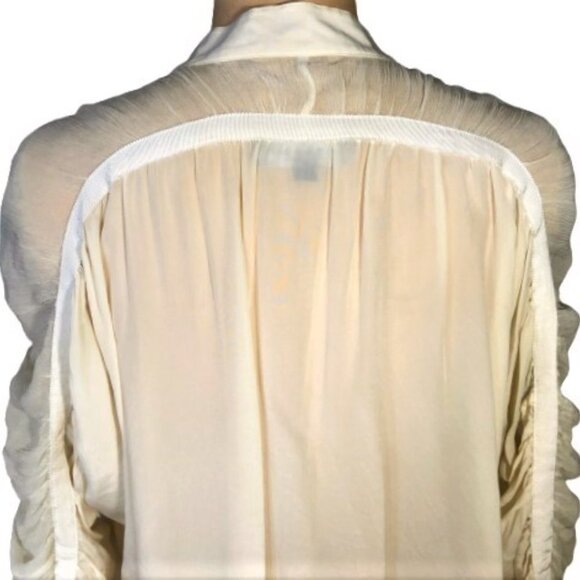 Sachin + Babi 100% silk applique  ivory/cream ruched sleeves tunic top - Picture 14 of 16